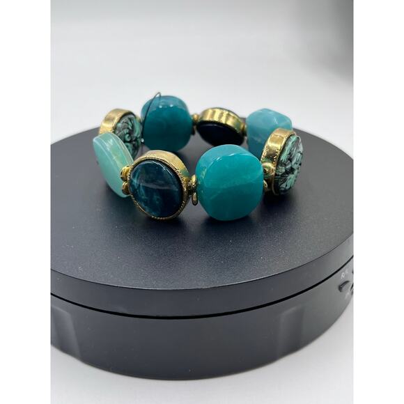 Chicos Bracelet Boho Southwest Teal Blue Green  Beaded Stretch
Bangle New - Picture 3 of 8